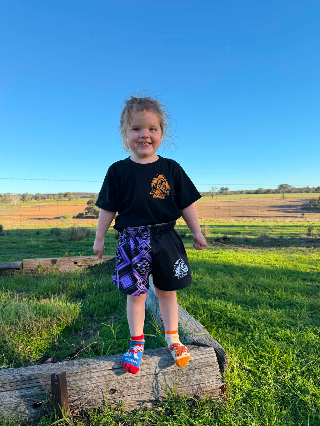 Kids Purple Aztec Footy Shorts