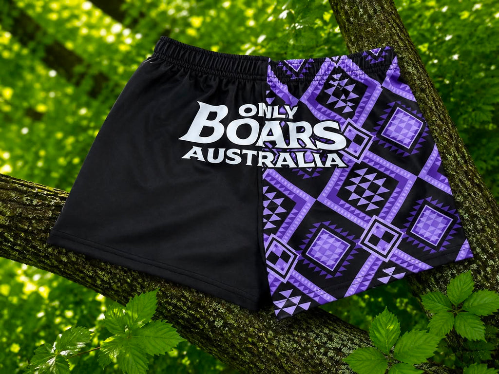 Purple Aztec Footy Shorts