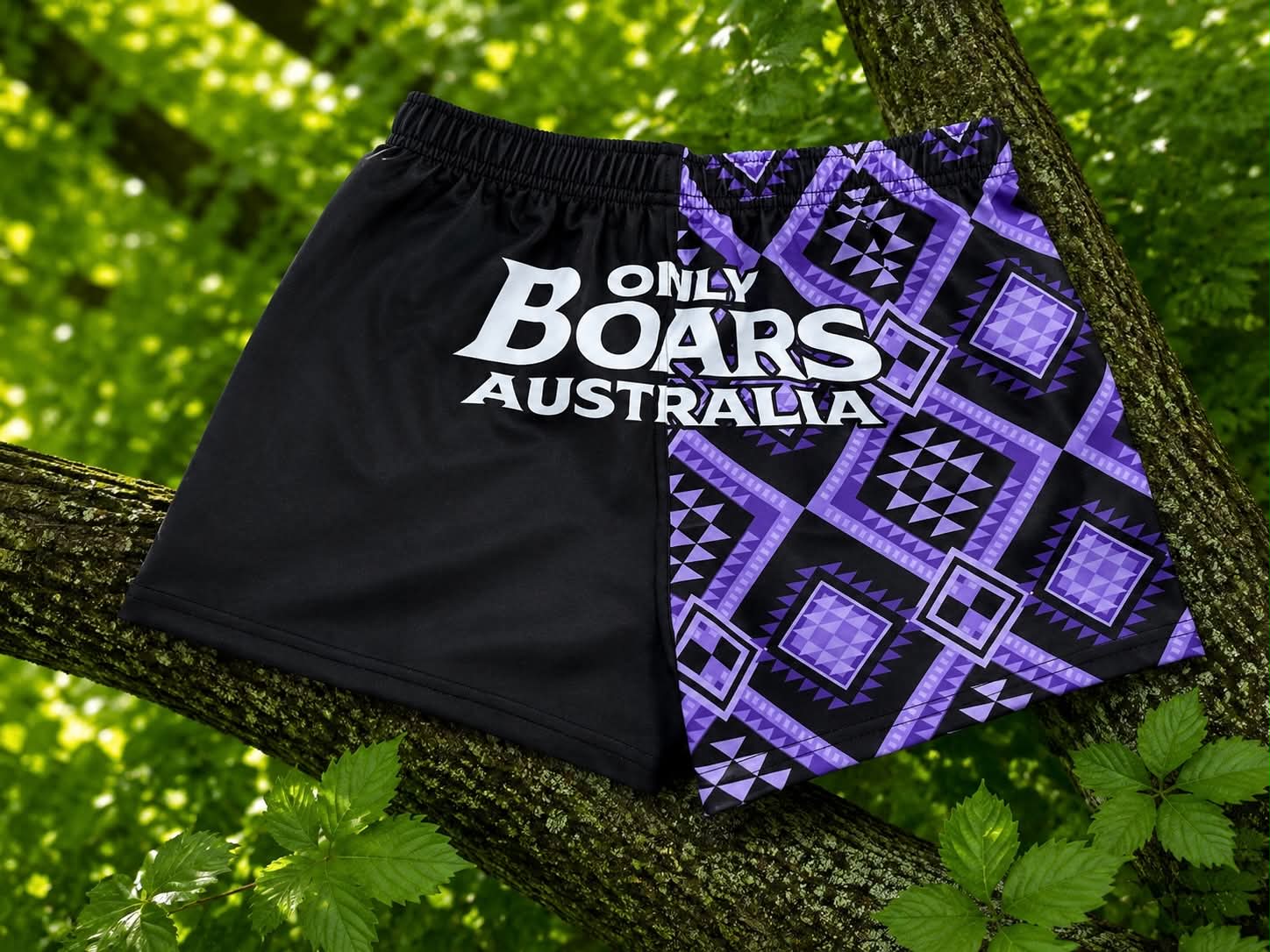 Purple Aztec Footy Shorts