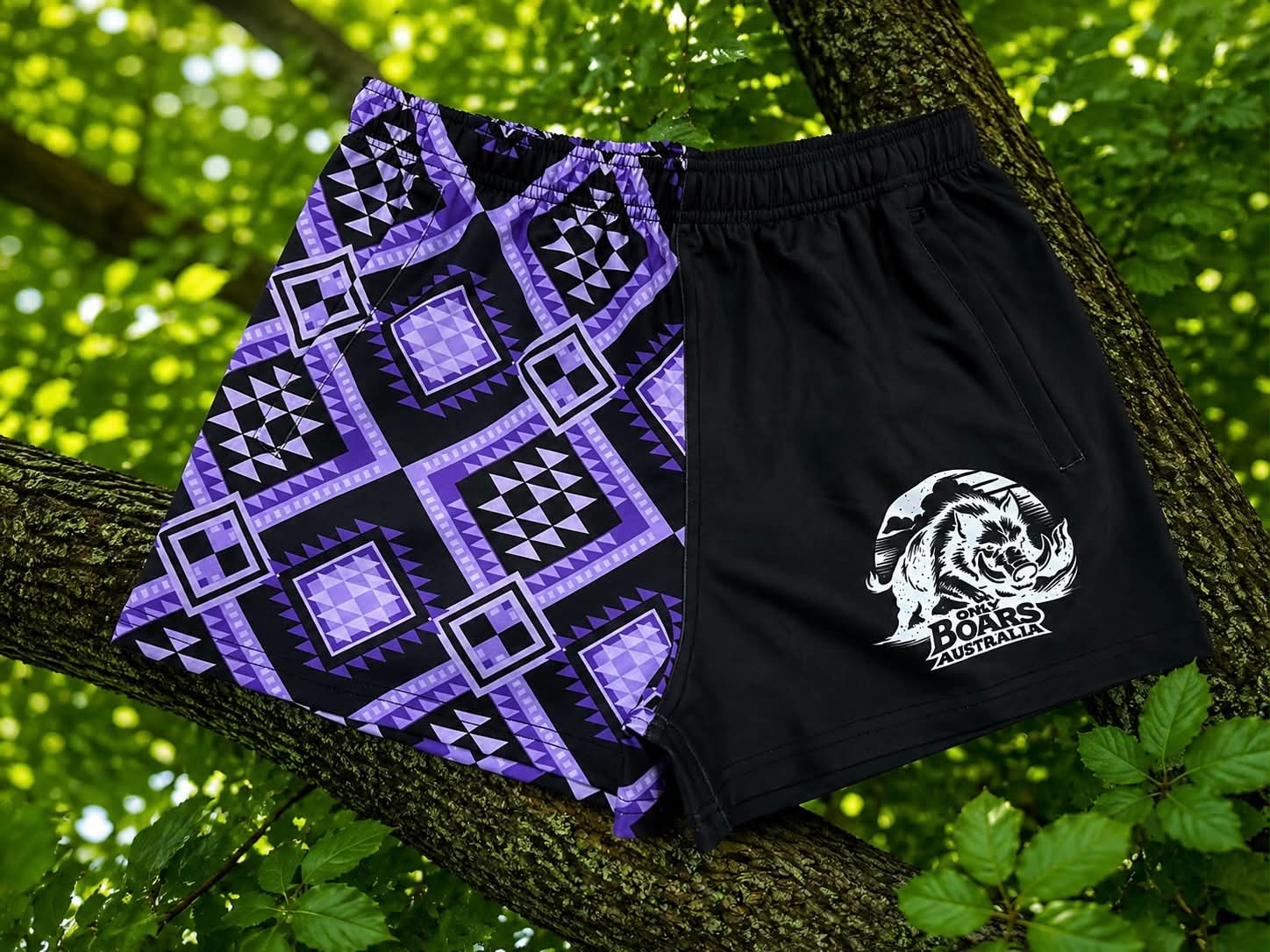 Purple Aztec Footy Shorts