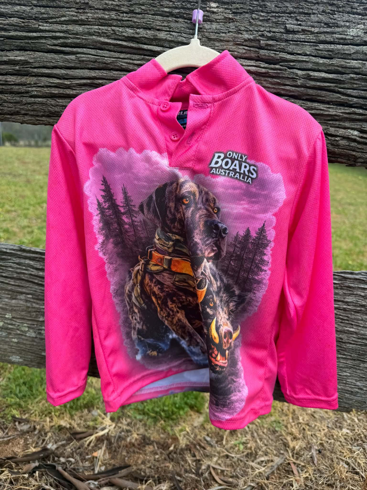 Kids pink fishing shirt