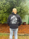Black hoodie with white logo