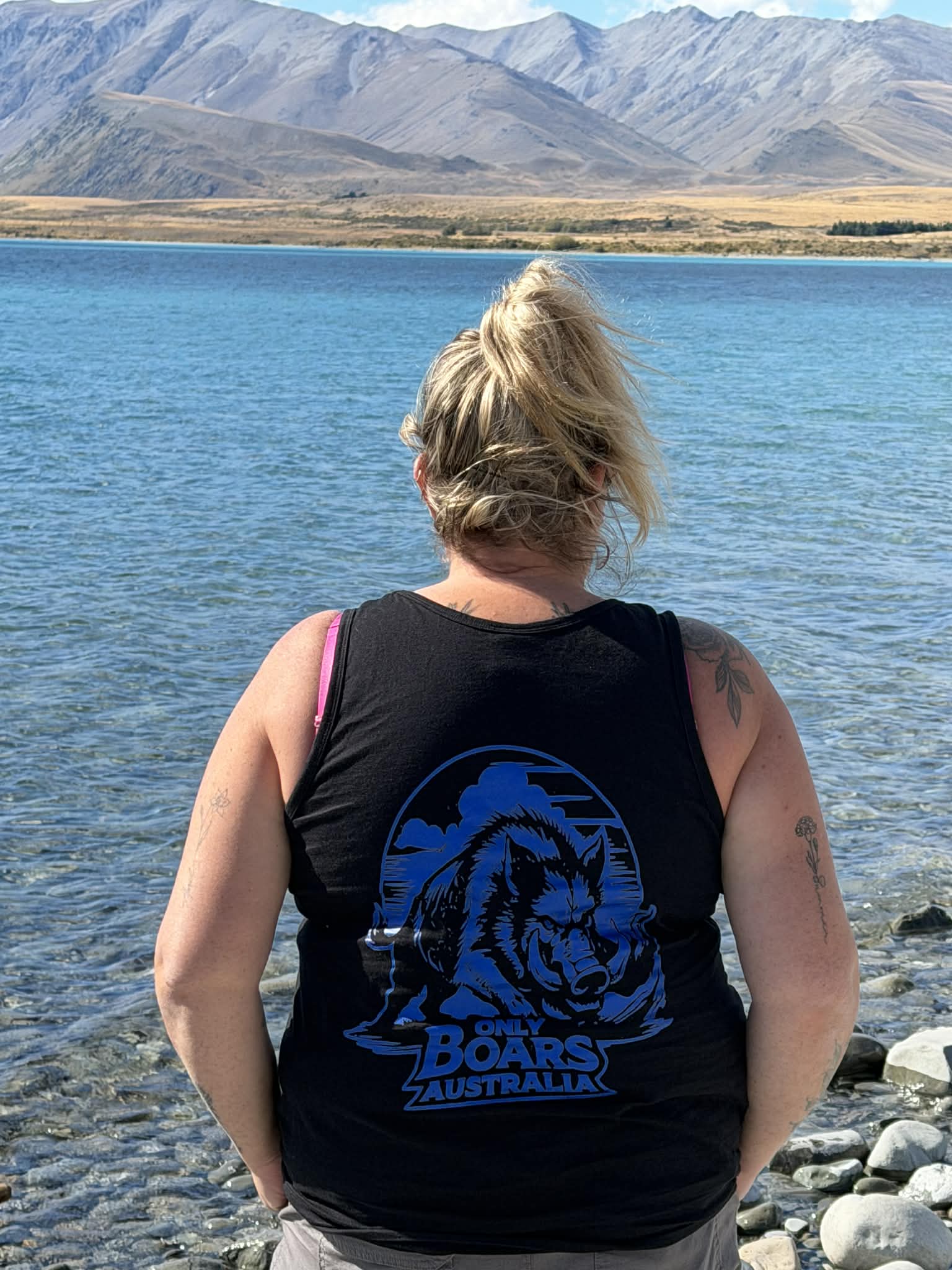 Black Singlet with blue logo