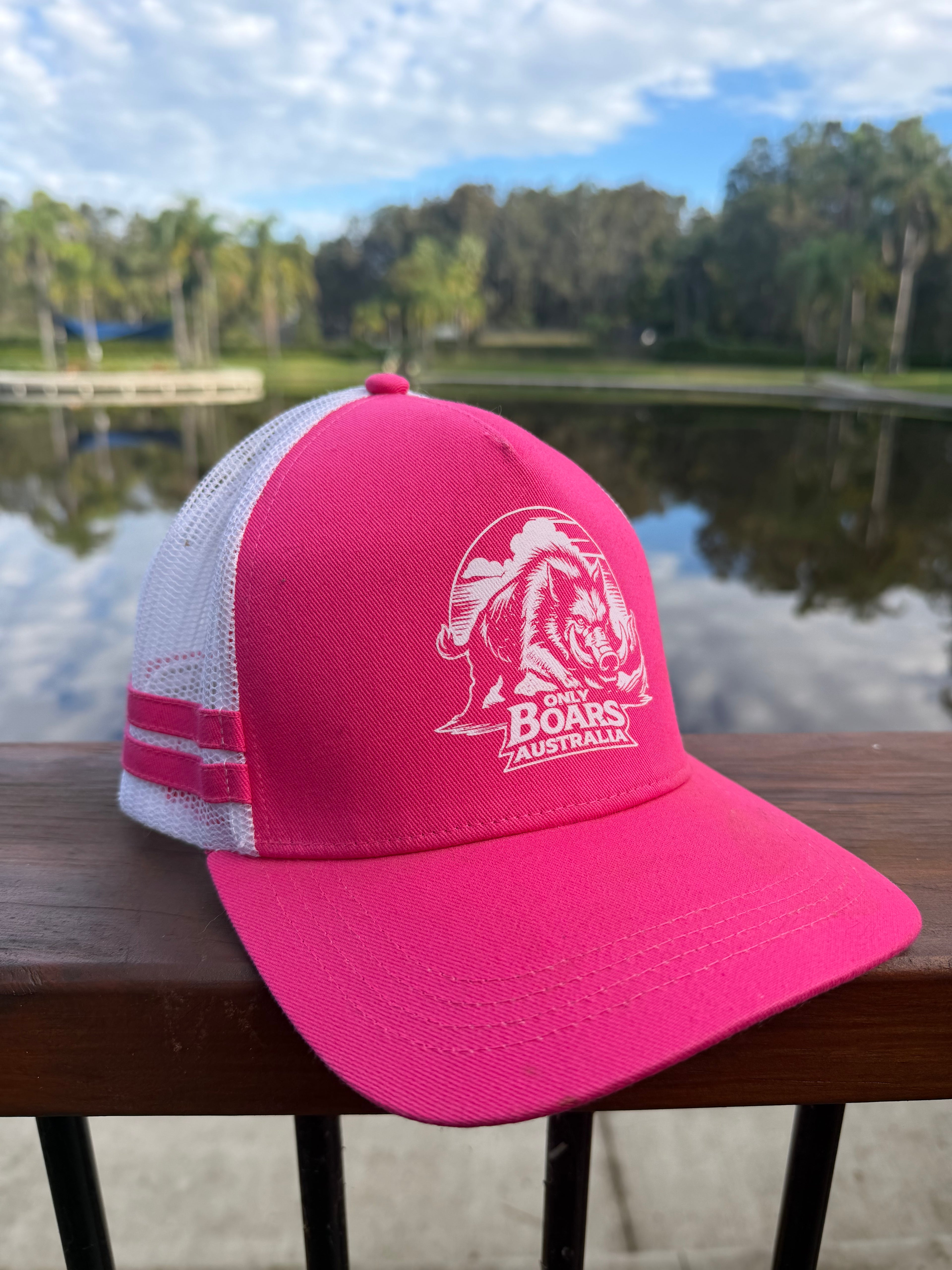 Hot pink trucker hat
