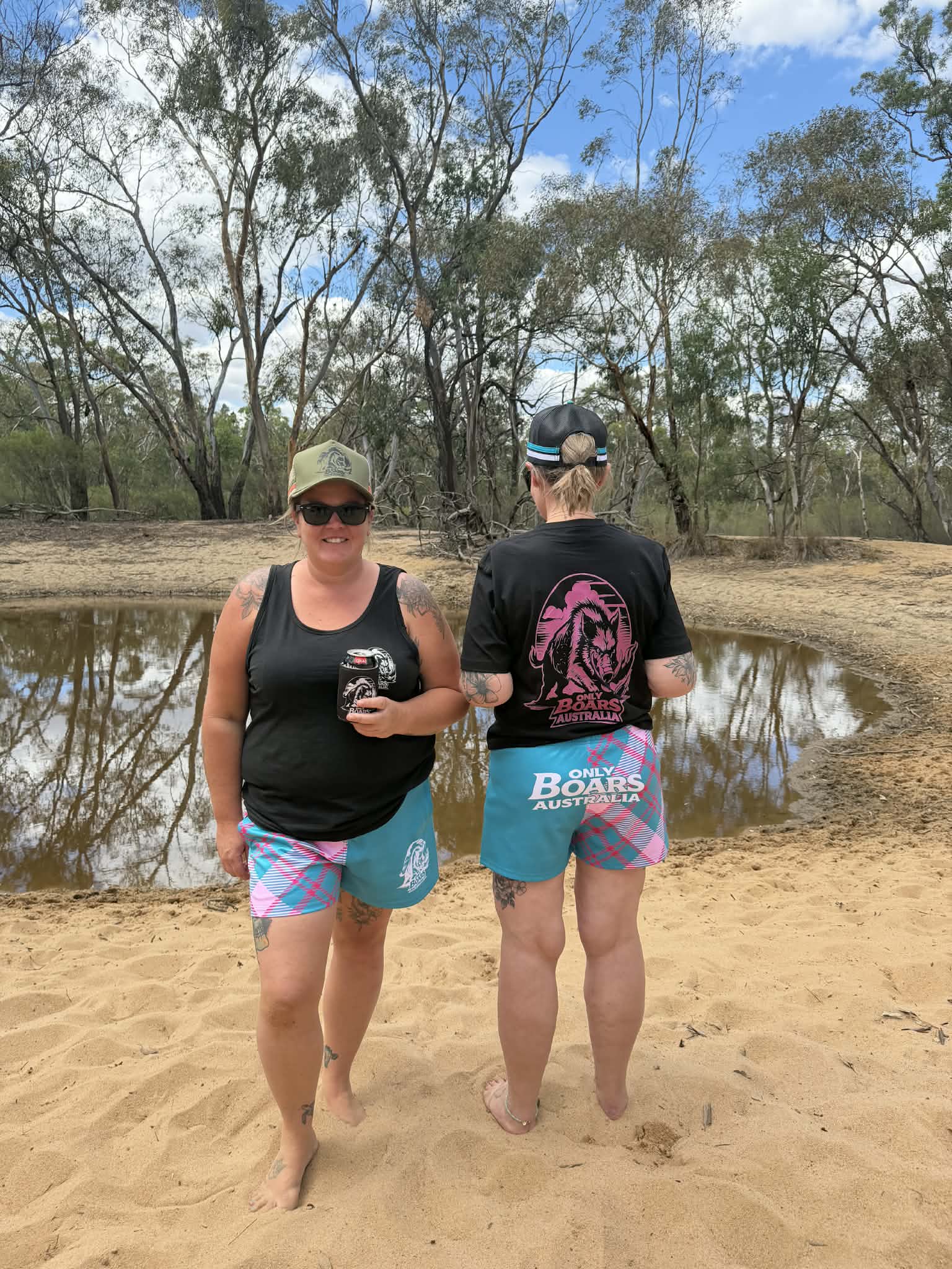 Black T-shirt with pink logo