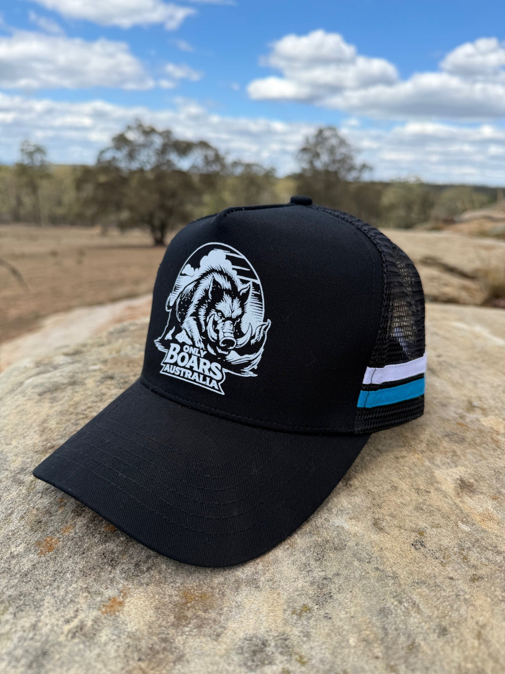 Black blue trucker cap