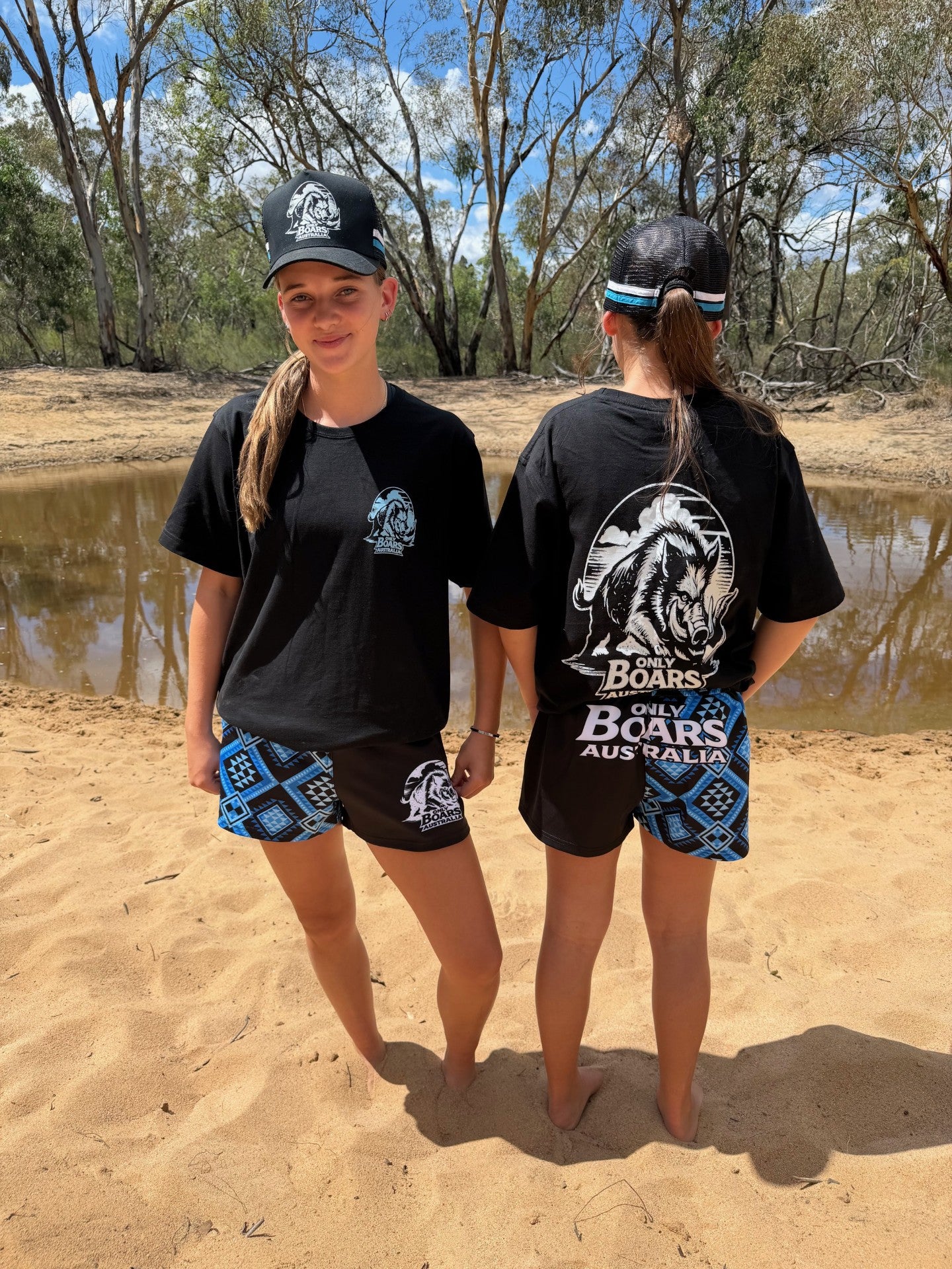 Blue and Black Aztec footy shorts