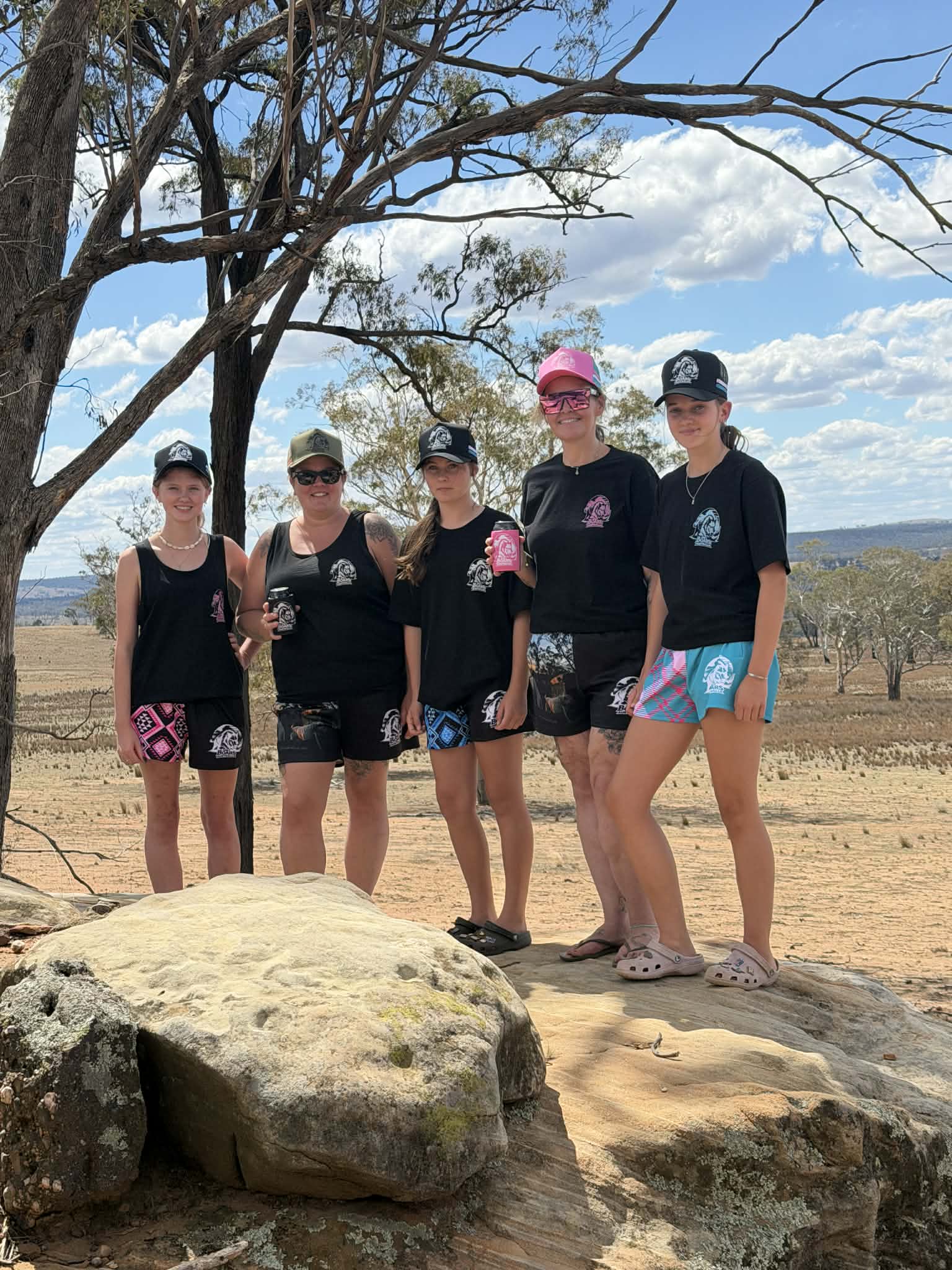 Black T-shirt with pink logo
