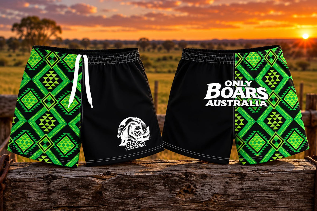 Green and Black aztec footy shorts