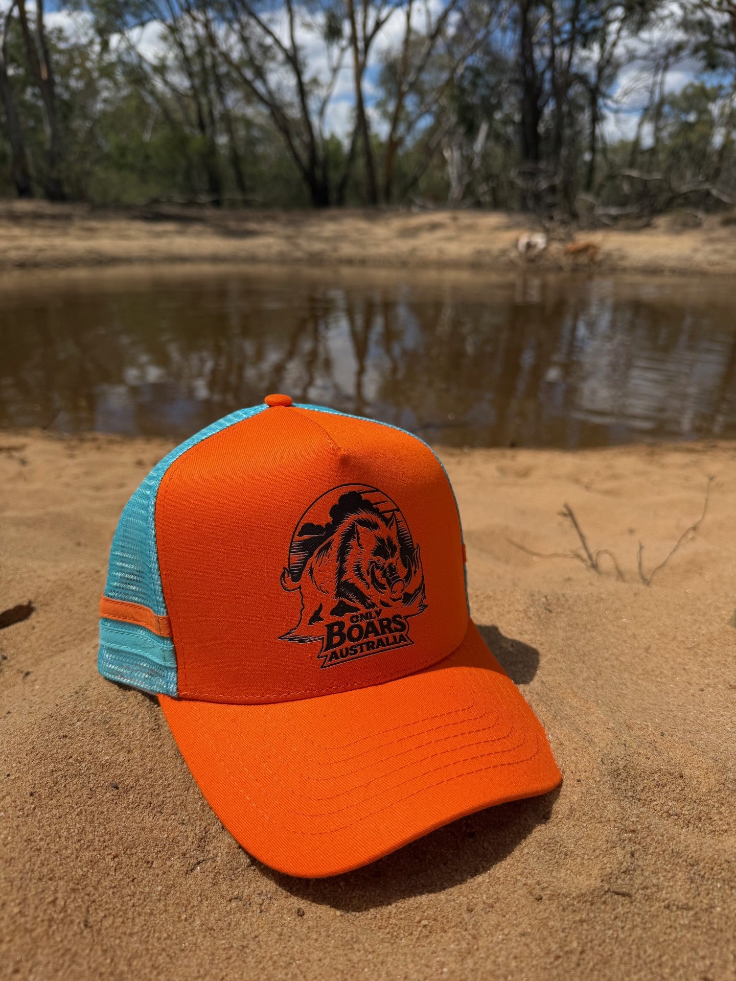 Bright orange trucker hat