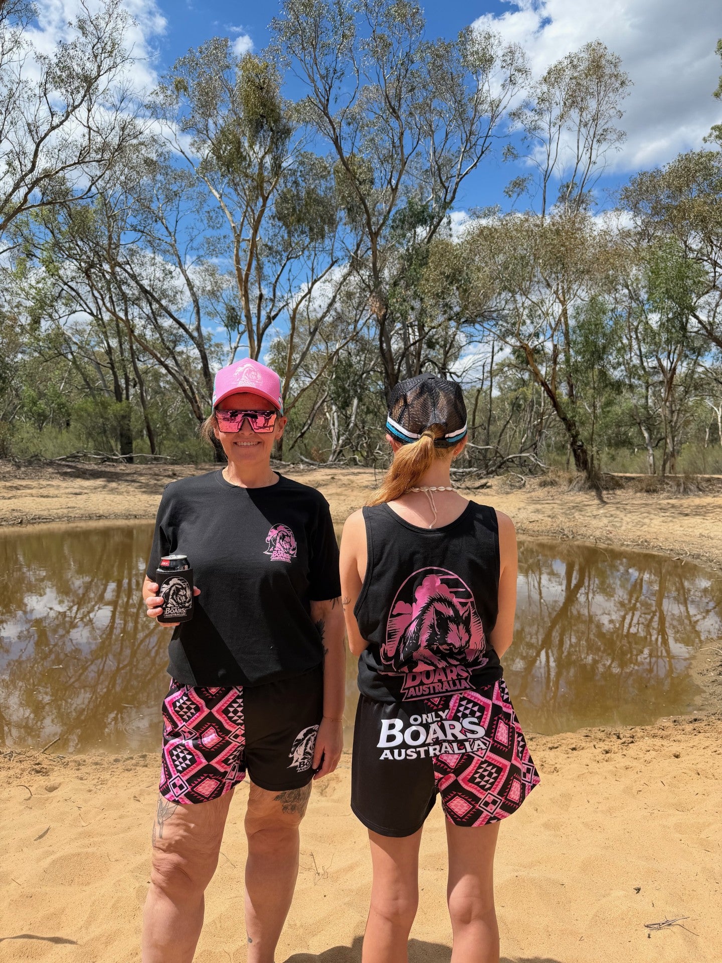 Black T-shirt with pink logo